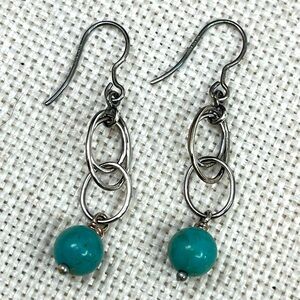 Vintage Whitney Kelly Sterling Silver Earrings with Turquoise Beads